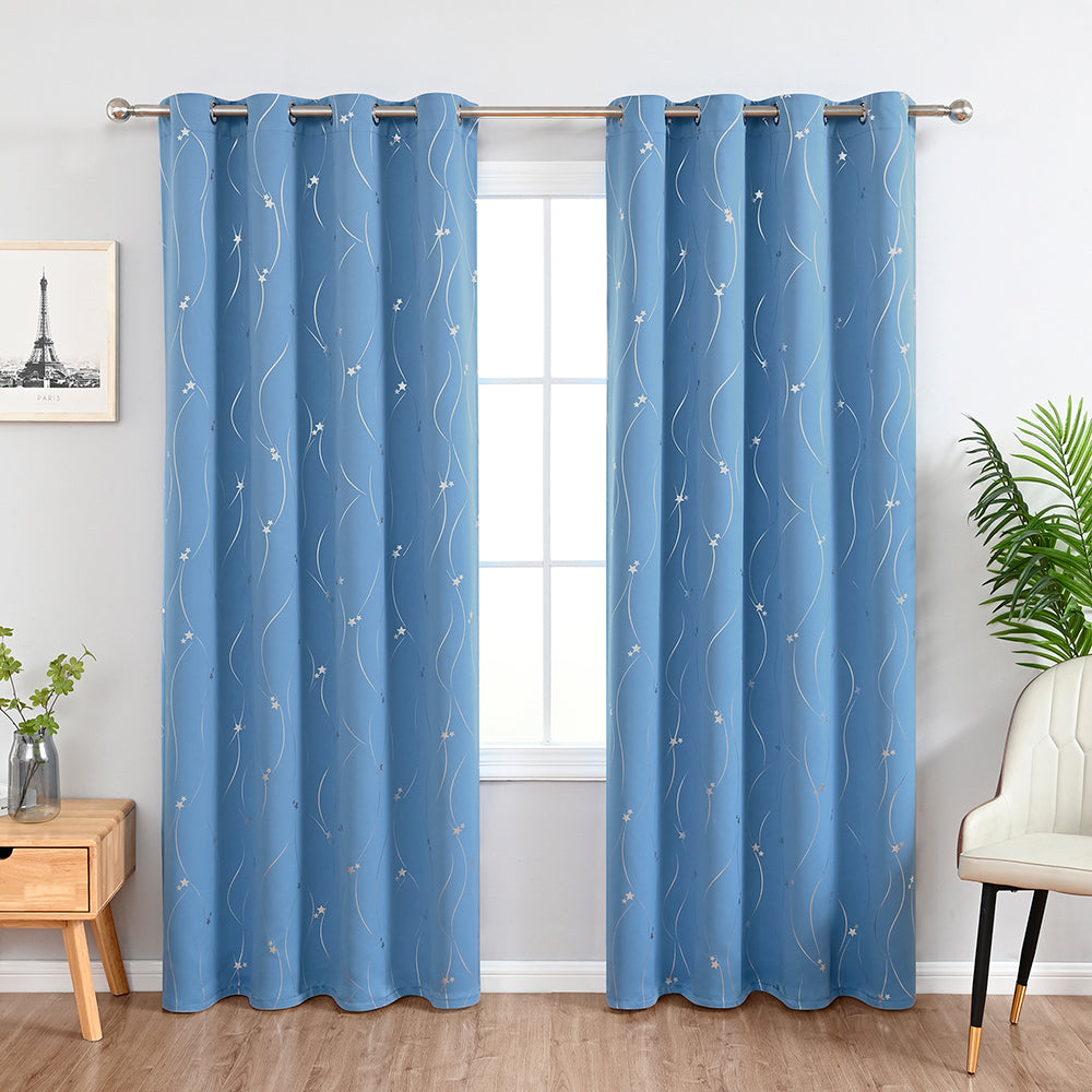 VagueCeleste - Thermal Curtains with Star Pattern 