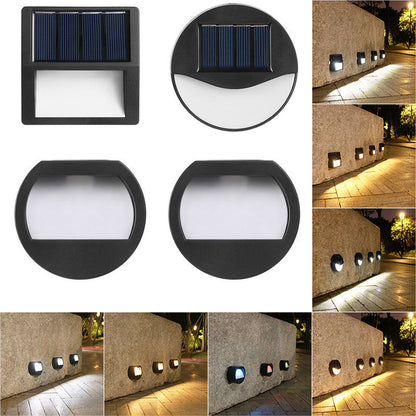 Round Square Waterproof Solar Outdoor Patio Step Light 