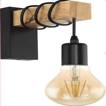 GloboLicht - Kunststof lampenkap, wandlamp met houten arm