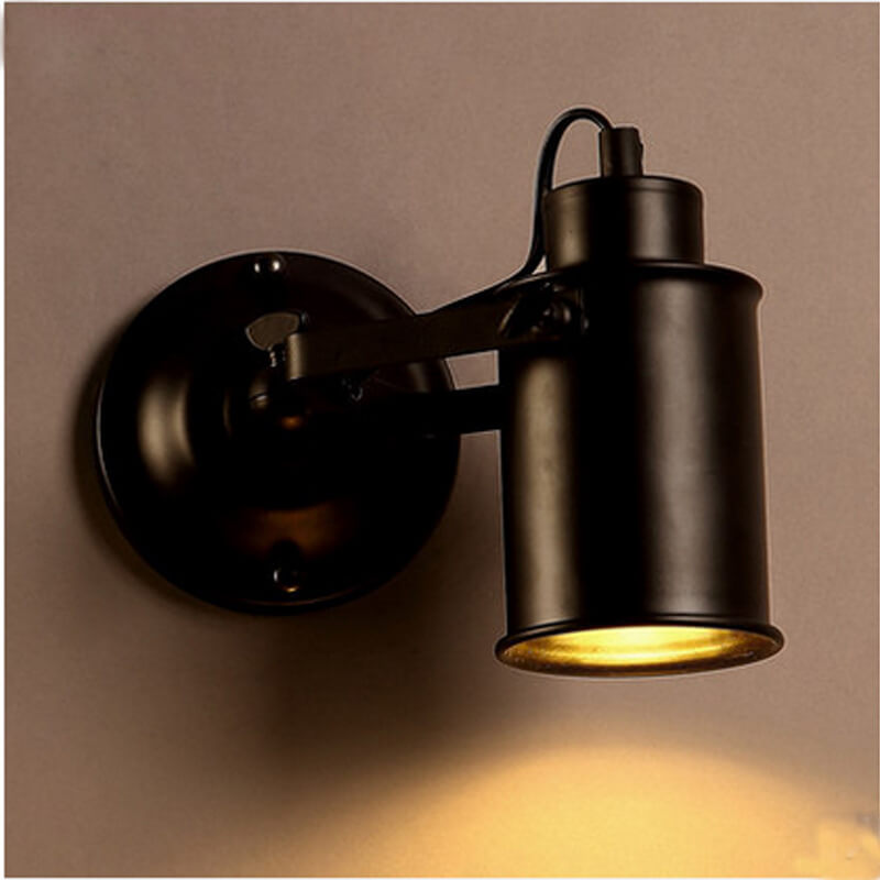 IronArm - Adjustable wall lamp with wrought iron lampshade and cylindrical arm 