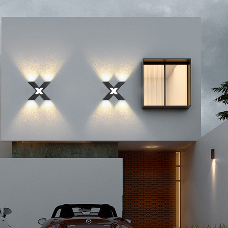 Modern Waterproof X-Shaped LED Wall Light with 4 Lights for Outdoor 