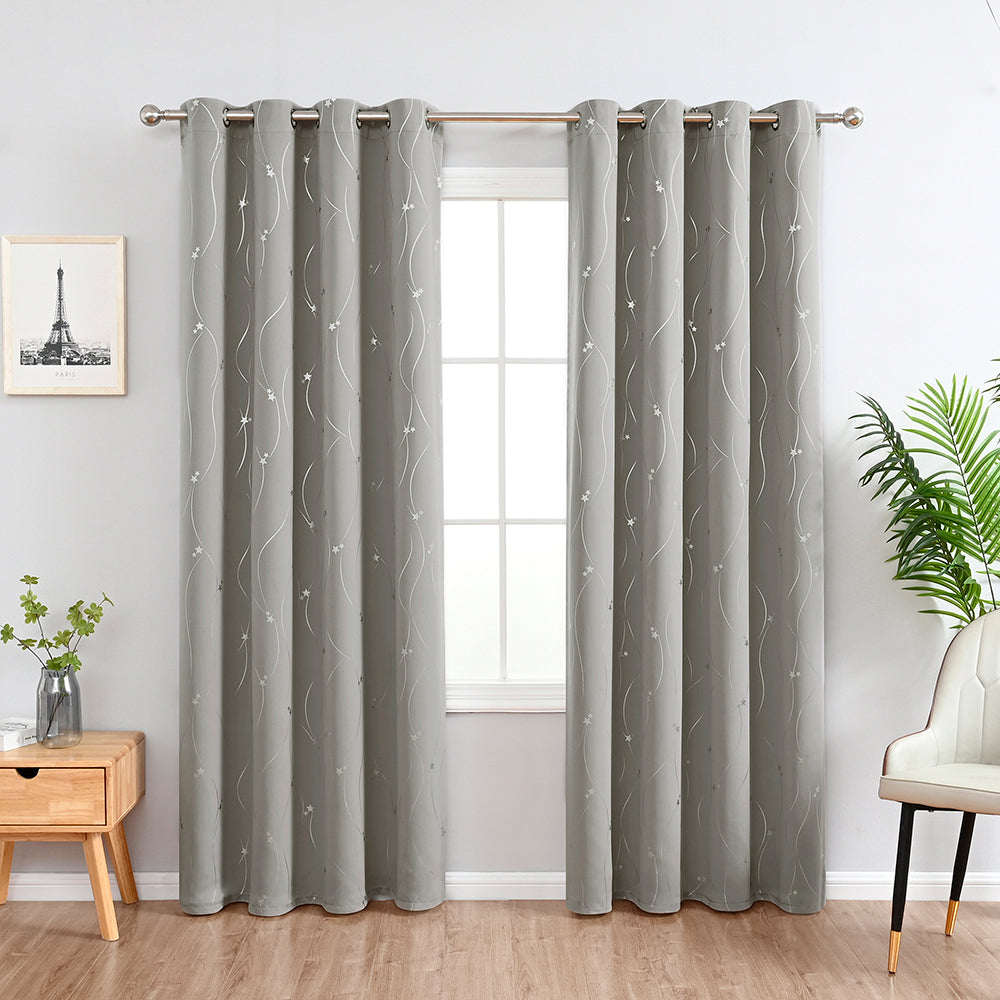 VagueCeleste - Thermal Curtains with Star Pattern 