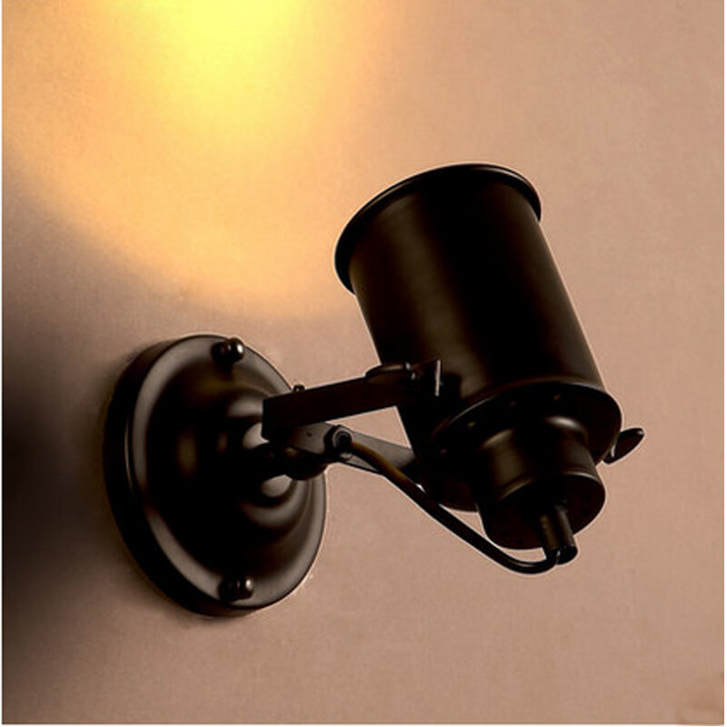 IronArm - Adjustable wall lamp with wrought iron lampshade and cylindrical arm 