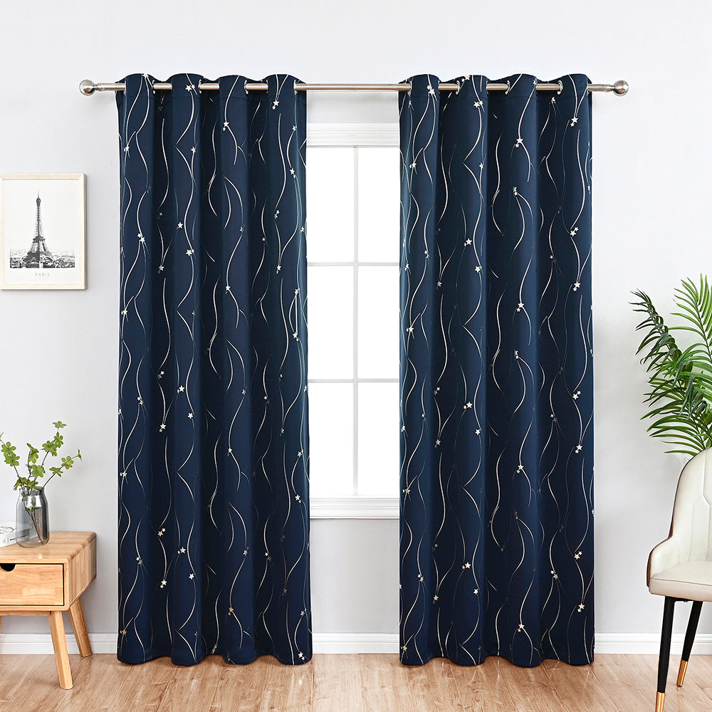 VagueCeleste - Thermal Curtains with Star Pattern 