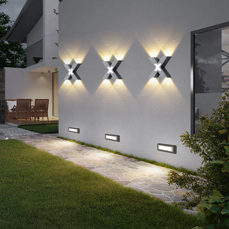 Modern Waterproof X-Shaped LED Wall Light with 4 Lights for Outdoor 