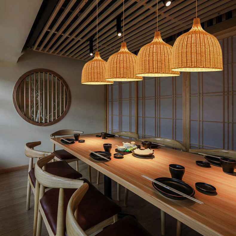 Rattan and Bamboo Pendant Lamp for the Kitchen