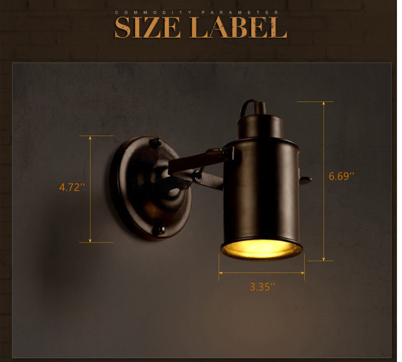 IronArm - Adjustable wall lamp with wrought iron lampshade and cylindrical arm 