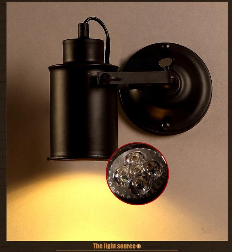 IronArm - Adjustable wall lamp with wrought iron lampshade and cylindrical arm 