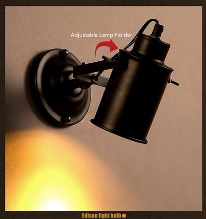 IronArm - Adjustable wall lamp with wrought iron lampshade and cylindrical arm 