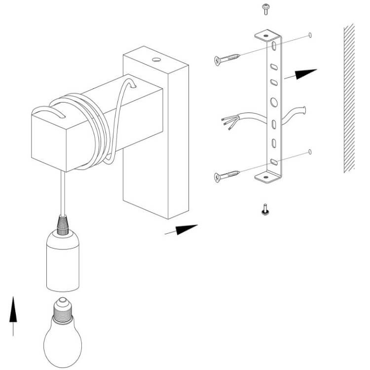 GloboLicht - Plastic lampshade, wall lamp with wooden arm 