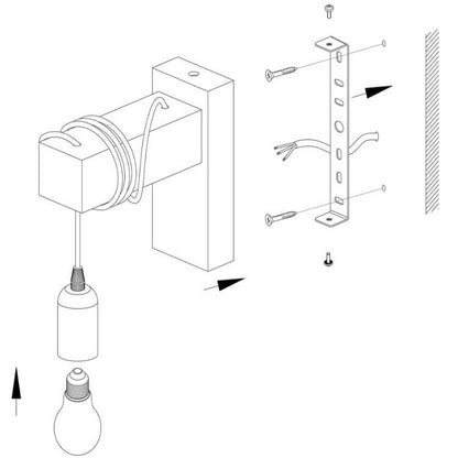 GloboLicht - Plastic lampshade, wall lamp with wooden arm 