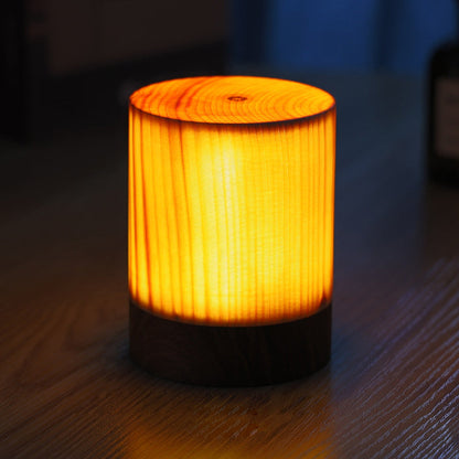 GlowWood - Table Lamp with Built-in Battery and Touch Control LED Lighting for Bedroom and Office