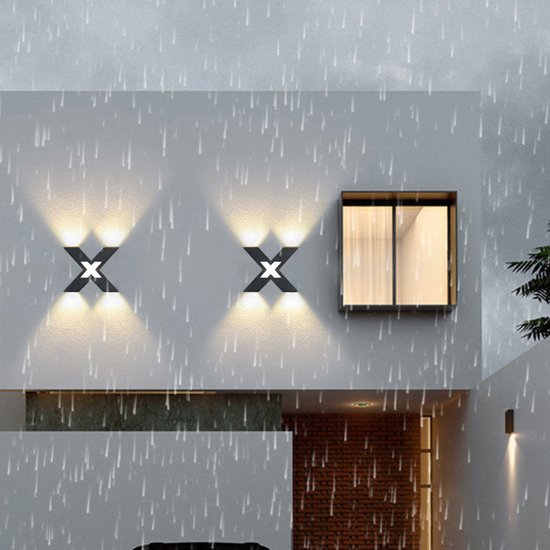 Modern Waterproof X-Shaped LED Wall Light with 4 Lights for Outdoor 