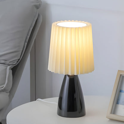 12'' Pleated Fabrics - Table Lamp with Glass Base and USB, Dimmable with 1 Light Point