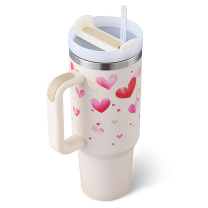 Insulated Mug with Handle and Straw | 40 oz