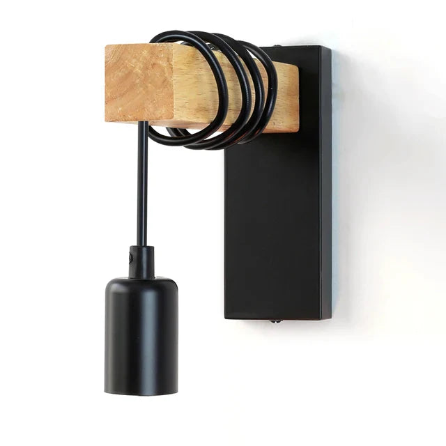 RusticBeam - Wooden and Iron Wall Lamp 