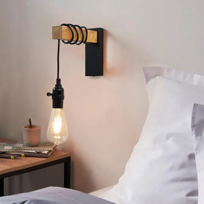 RusticBeam - Wooden and Iron Wall Lamp 