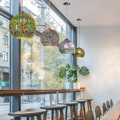 Innovative 3D Fireworks Colored Glass Pendant Lamp with 1 Light Source 