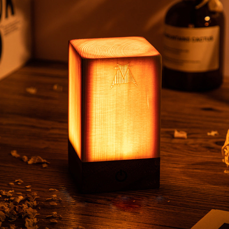 GlowWood - Table Lamp with Built-in Battery and Touch Control LED Lighting for Bedroom and Office