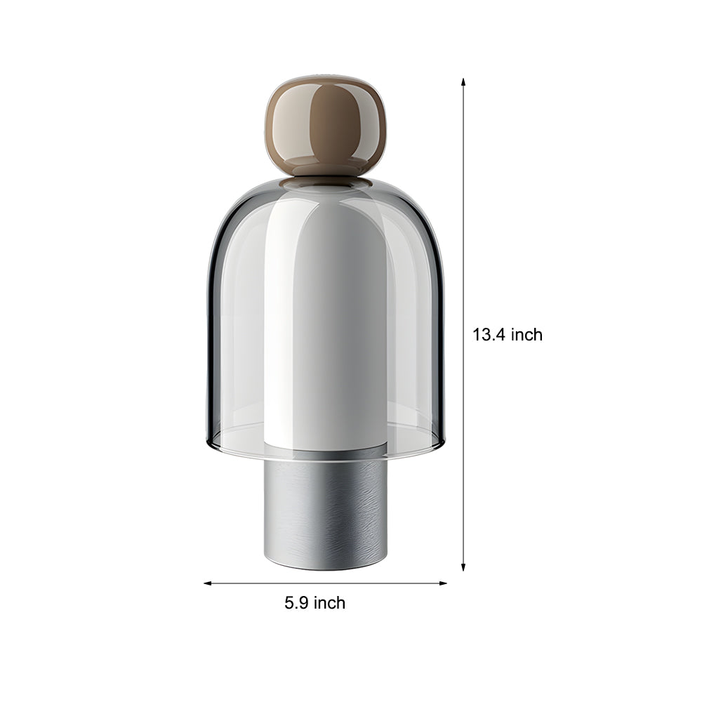 Easy Peasy - Clear Glass Rechargeable Battery Table Lamp with LED Stepless Dimming 