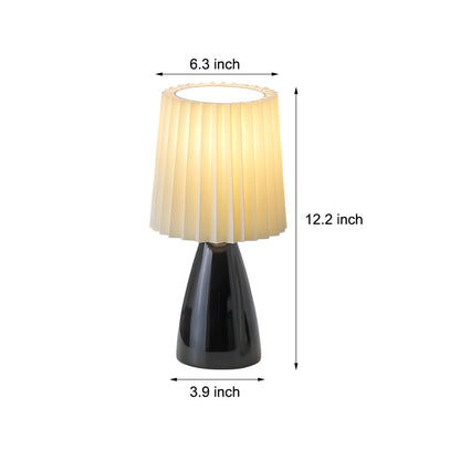 12'' Pleated Fabrics - Table Lamp with Glass Base and USB, Dimmable with 1 Light Point