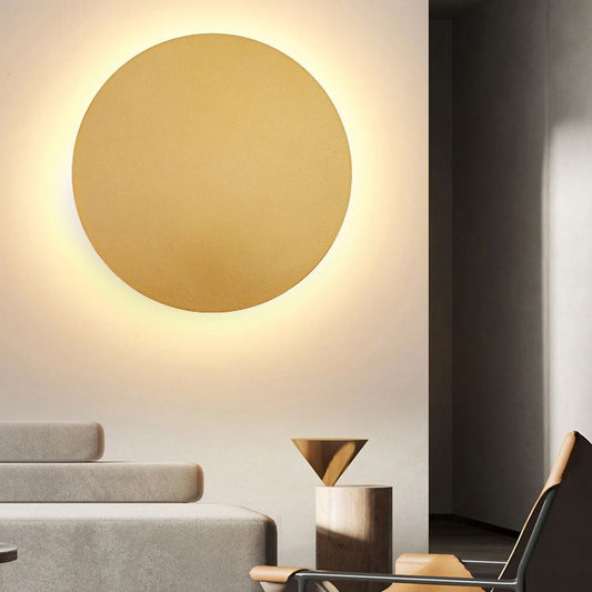 GlowAura - Modern Round Metal Wall Lamp for Bedside/Living Room