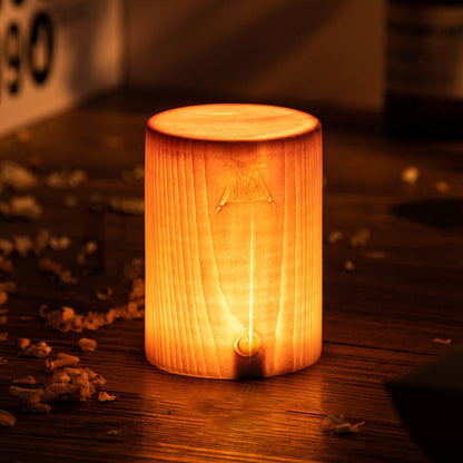 GlowWood - Table Lamp with Built-in Battery and Touch Control LED Lighting for Bedroom and Office