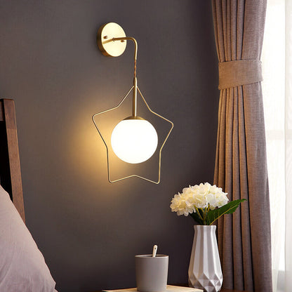 GlowLight - Modern pentagram shaped glass ball wall lamp with warm light 