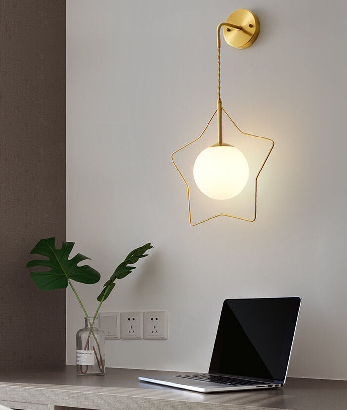 GlowLight - Modern pentagram shaped glass ball wall lamp with warm light 