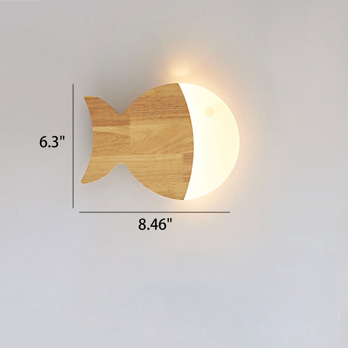 Nordic Minimalistische Eikenhouten en Acryl LED Wandlamp in Visvorm