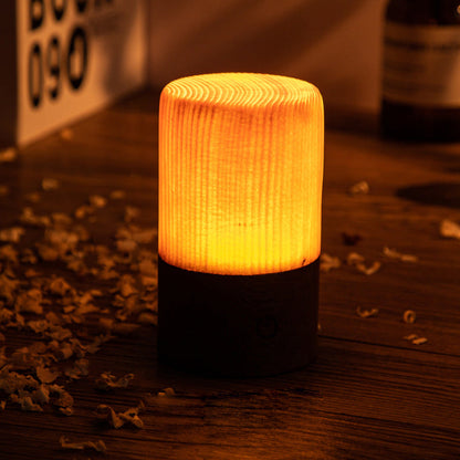 GlowWood - Table Lamp with Built-in Battery and Touch Control LED Lighting for Bedroom and Office