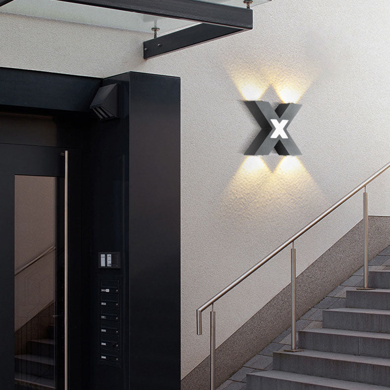 Modern Waterproof X-Shaped LED Wall Light with 4 Lights for Outdoor 