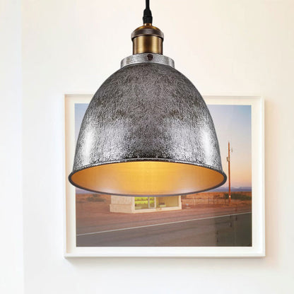 Atmospheric Dome - Hanging Lamp of Wrought Iron with Black/Rust Cable 