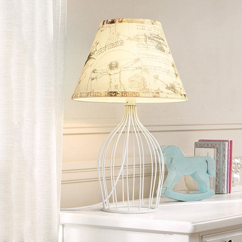 GloLight - Traditional conical table lamp with wire cage base 