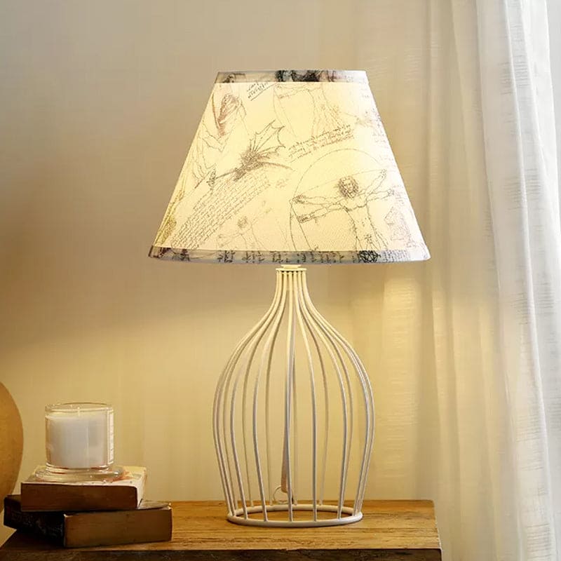 GloLight - Traditional conical table lamp with wire cage base 