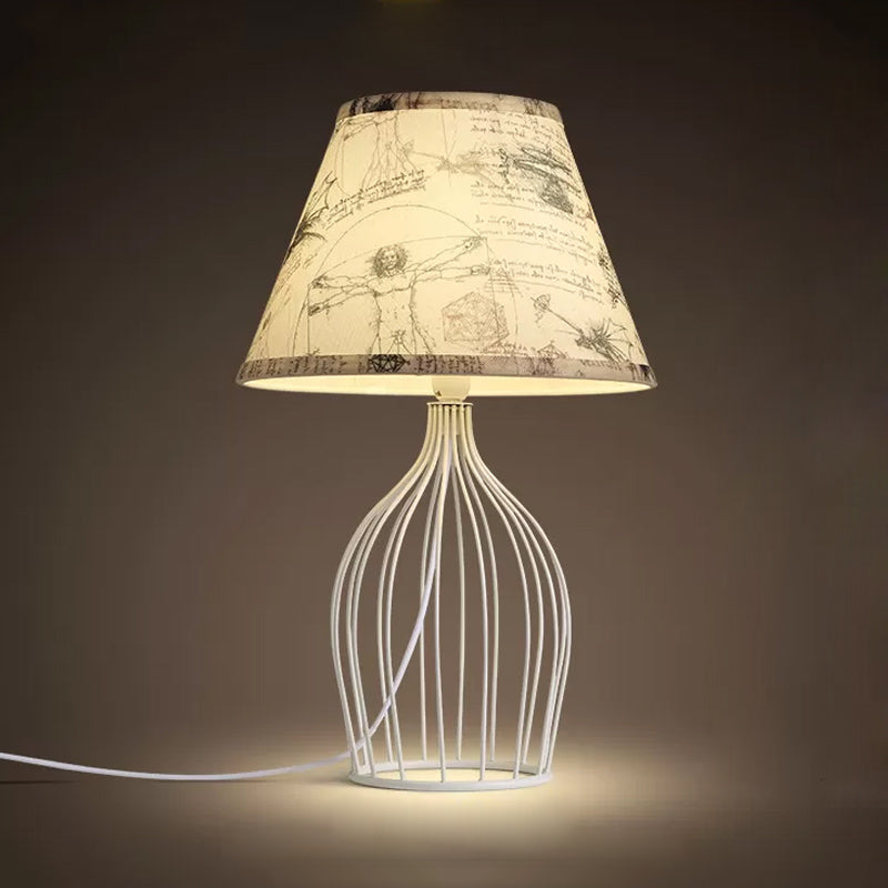 GloLight - Traditional conical table lamp with wire cage base 