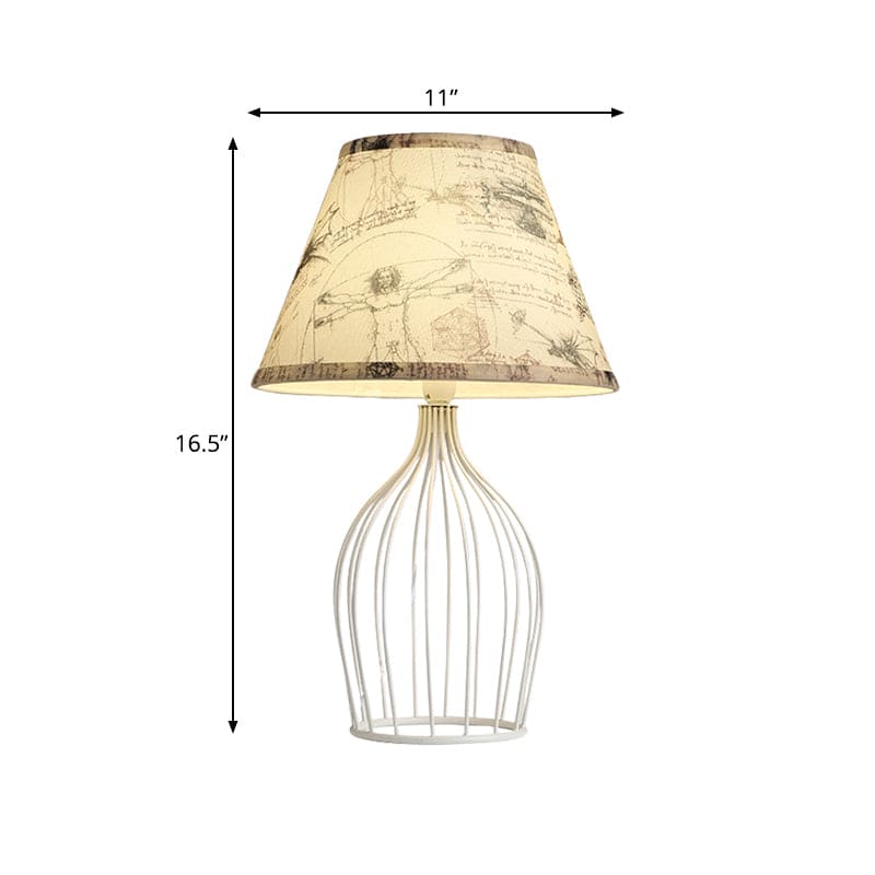 GloLight - Traditional conical table lamp with wire cage base 