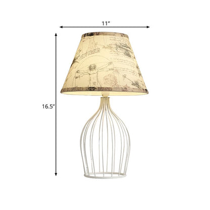 GloLight - Traditional conical table lamp with wire cage base 