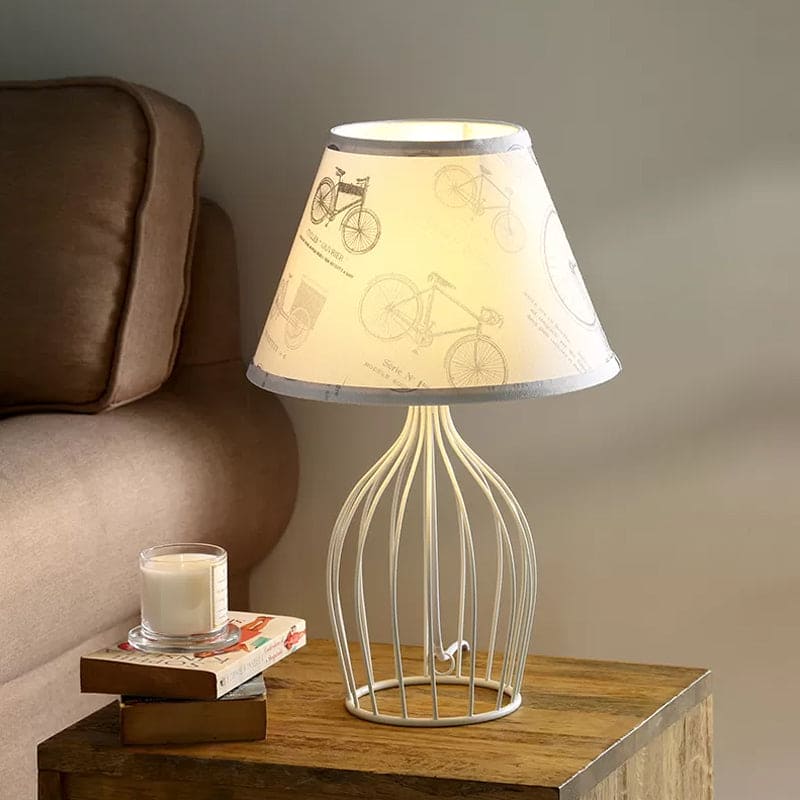 GloLight - Traditional conical table lamp with wire cage base 