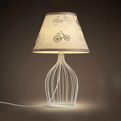 GloLight - Traditional conical table lamp with wire cage base 