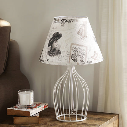 GloLight - Traditional conical table lamp with wire cage base 