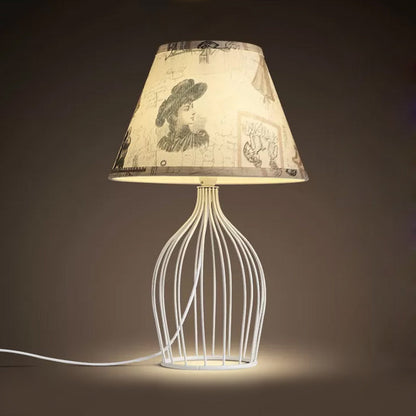 GloLight - Traditional conical table lamp with wire cage base 