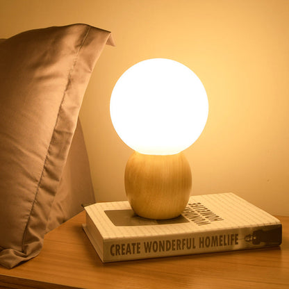 LumiOrb - Orbs Nachtkastje Lamp met Houten Voetstuk