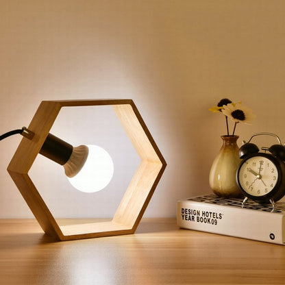 Woodlight - Stylish hexagonal wooden table lamp for a warm ambiance