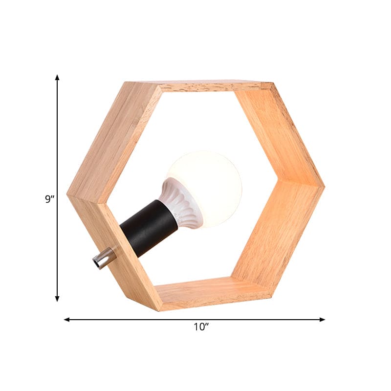 Woodlight - Stijlvolle zeshoekige houten tafellamp voor warme ambiance