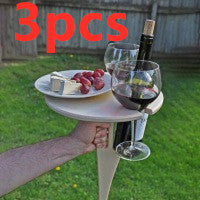 Foldable Wine Table with Foldable Round Table, Mini Wooden Picnic Table 