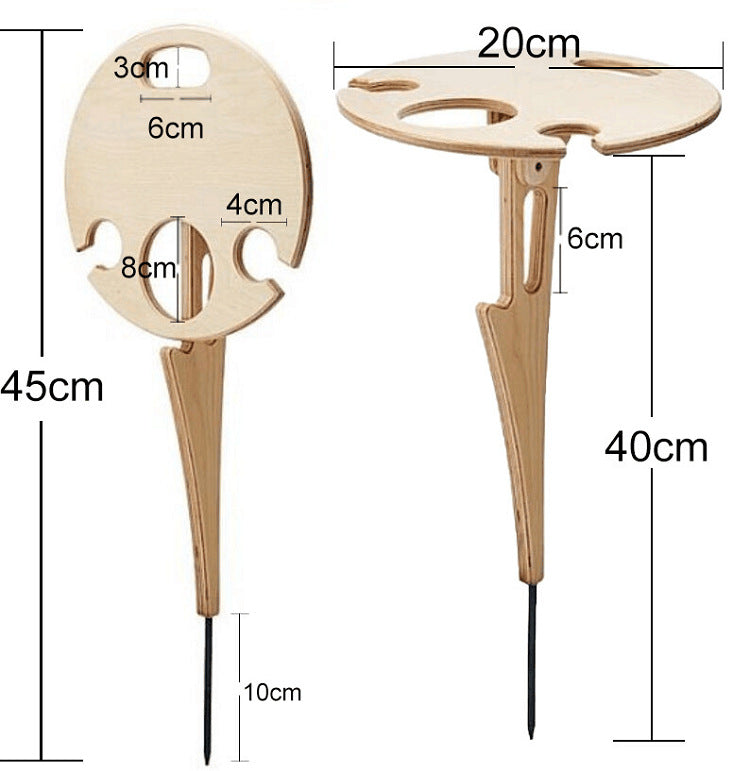 Foldable Wine Table with Foldable Round Table, Mini Wooden Picnic Table 