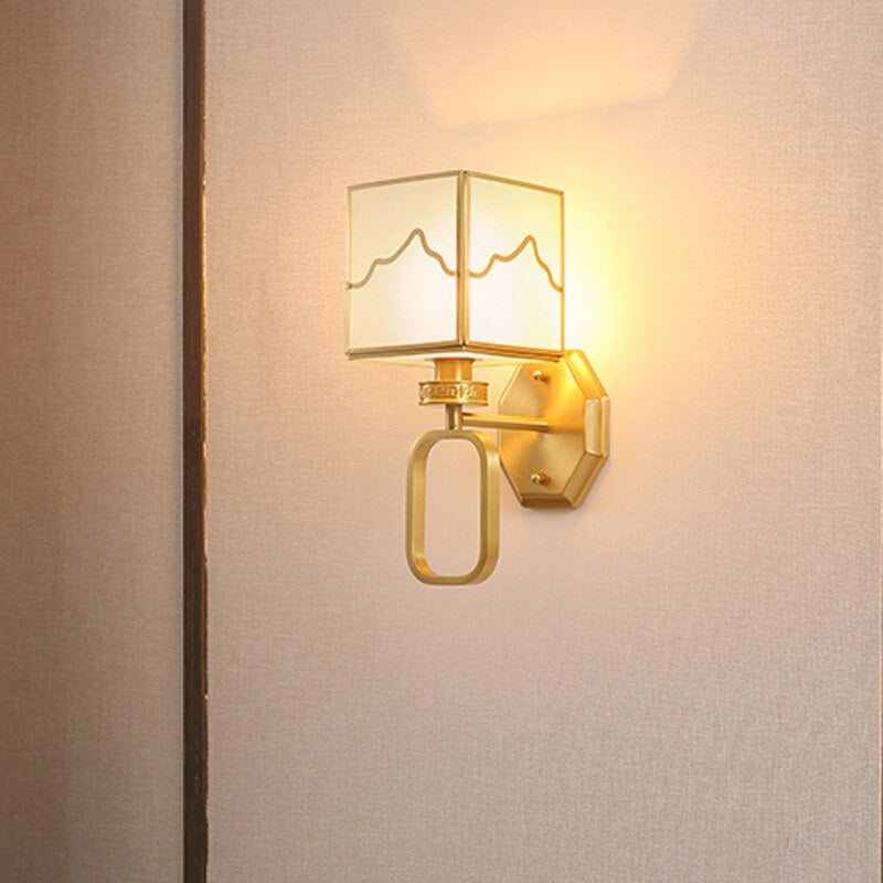 CubeLuxe - Modern cube-shaped 1-light wall lamp with Chinese elements and weaponized design 