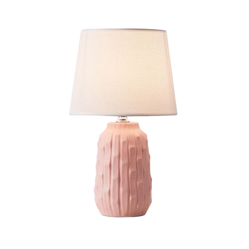 Eclat - Design table lamp with tapered shade and cylindrical ceramic base