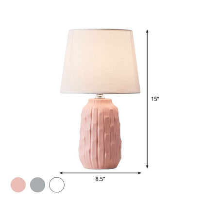 Eclat - Design table lamp with tapered shade and cylindrical ceramic base